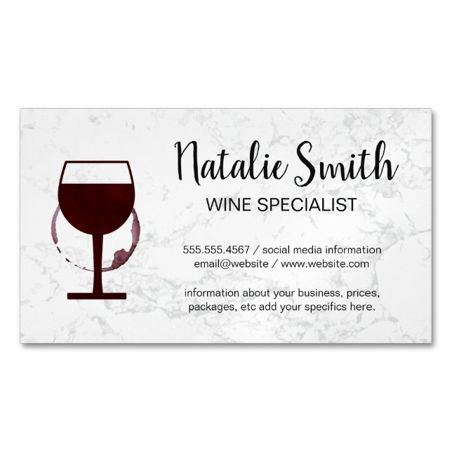 Wine Stain | Winery Marble Business Card Magnet (Front)