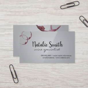 Wine Stains Gray Gloss Business Card