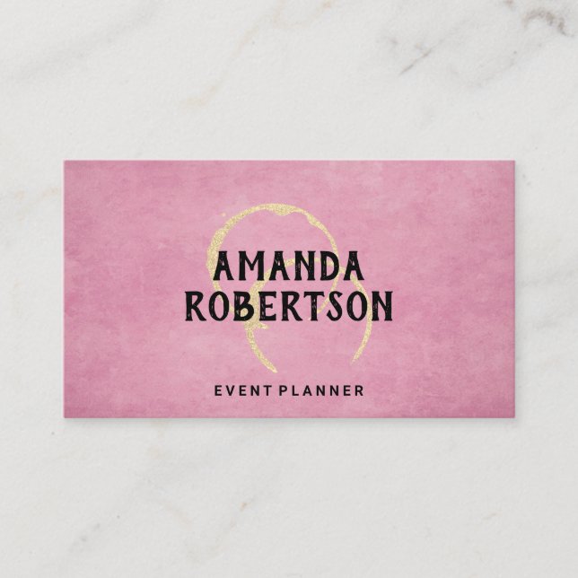 Wine Stains | Pink Grunge Business Card (Front)