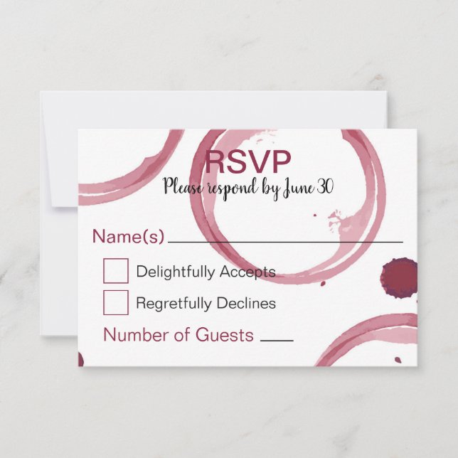 Wine Stains Wedding RSVP Card (Front)