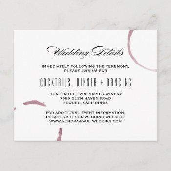 Wine Stains Winery Vineyard Information Card by RockPaperDove at Zazzle