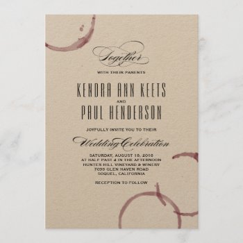 Wine Stains Winery Vineyard Wedding Invitation by RockPaperDove at Zazzle