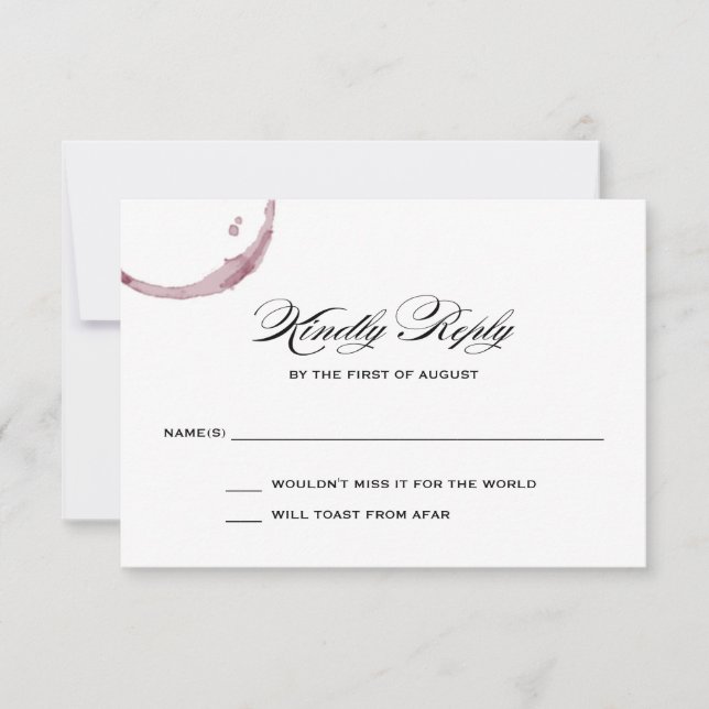 Wine Stains Winery Vineyard Wedding Response Card (Front)