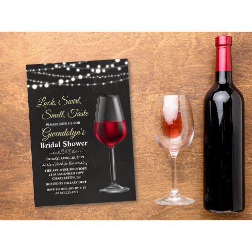 Wine String Lights Bridal Shower Invitation