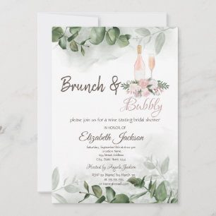 Wine Taste Eucalyptus Greenery Brunch & Bubbly Invitation