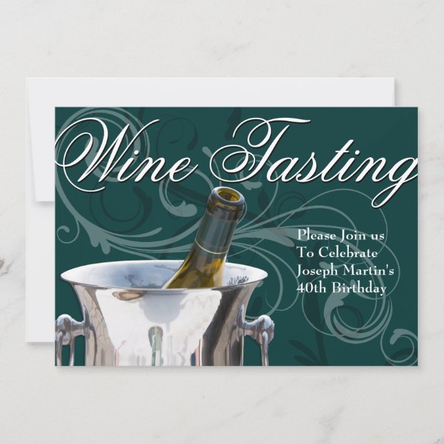 Wine Tasting 40th Birthday Party Elegant French Invitation (Front)
