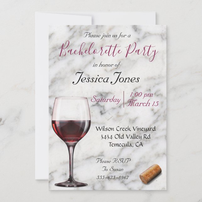 Wine Tasting Bachelorette Party Modern Minimal Invitation (Front)