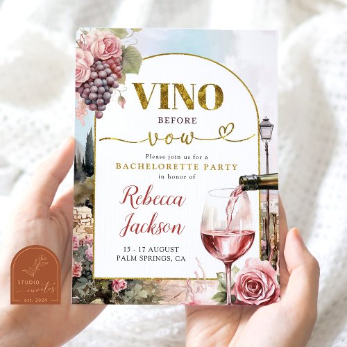 Wine Tasting Bachelorette Party Weekend Itinerary Invitation