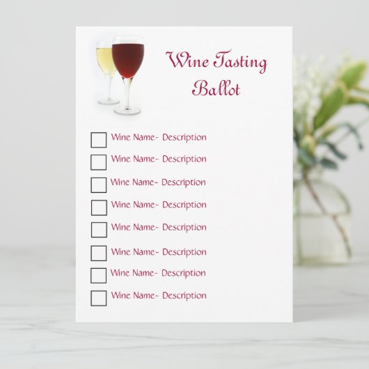 Wine Tasting Ballot (Standing Front)