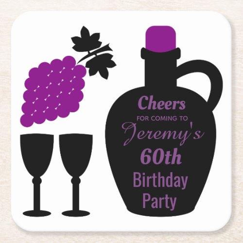 Wine tasting Birthday Milestone Custom Square Paper Coaster