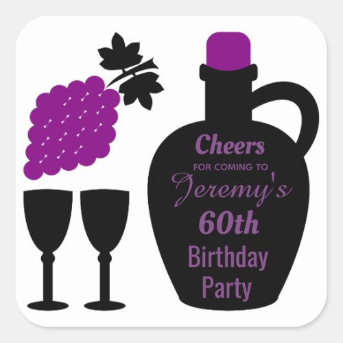 Wine tasting Birthday Milestone Custom Square Sticker