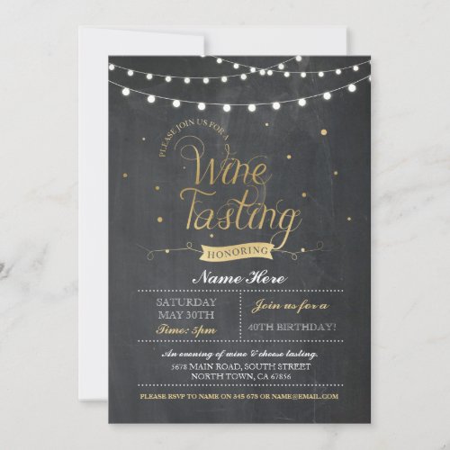 Wine Tasting Birthday Party Chalk ANY AGE Invite