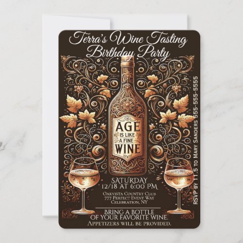 Wine Tasting Birthday Party Invitation