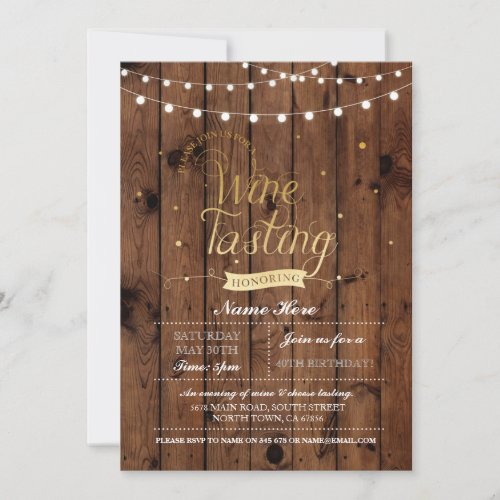 Wine Tasting Birthday Party Wood ANY AGE Invite