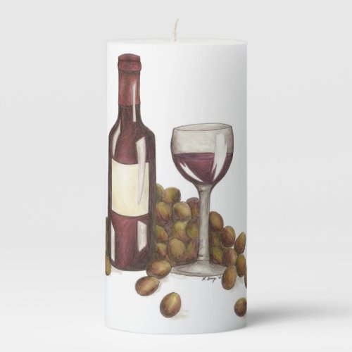 Wine Tasting Bottle Grapes Event Gala Centerpiece Pillar Candle