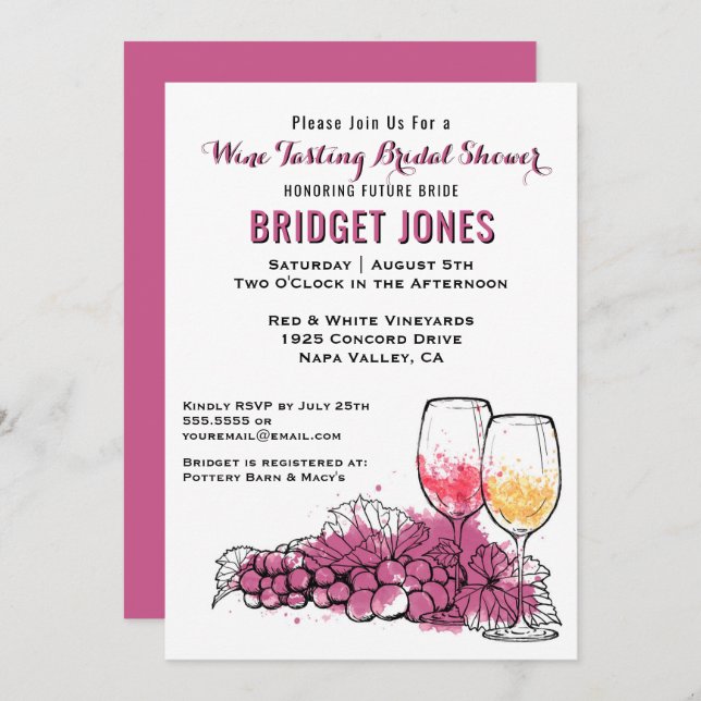 Wine Tasting Bridal Shower Invitation (Front/Back)