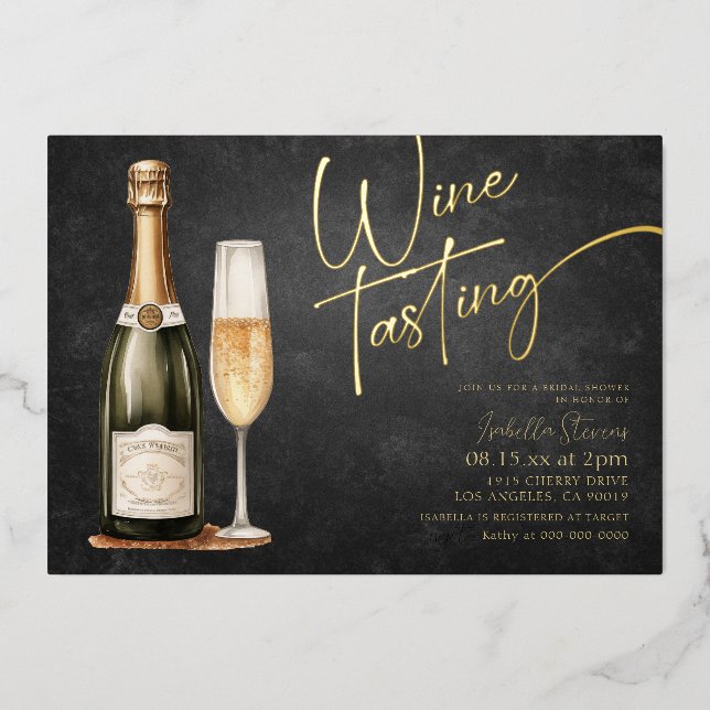 Wine Tasting Bridal Shower Invitation Foil Invitation (Front)