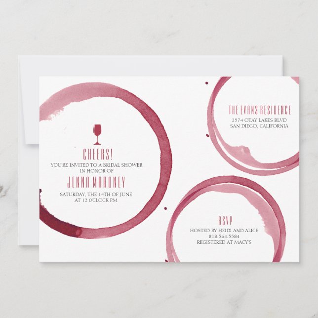 Wine Tasting Bridal Shower Invitation Red (Front)