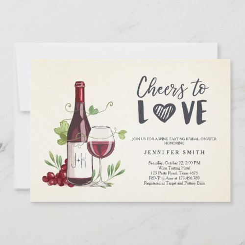 Wine Tasting Bridal shower invite Rustic Winery