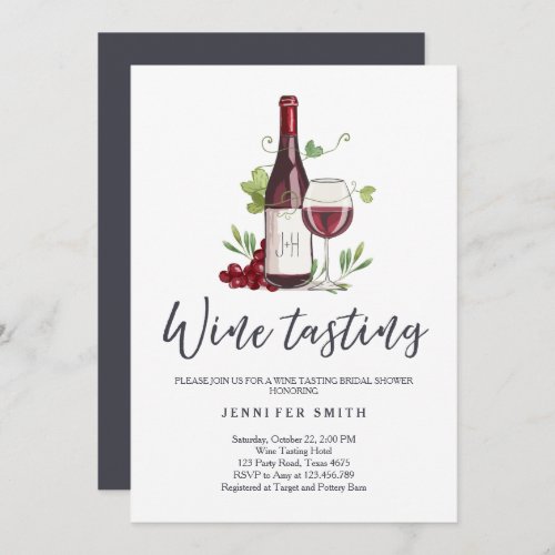 Wine Tasting Bridal shower invite Rustic Winery