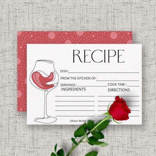 Wine Tasting Bridal Shower Recipe card