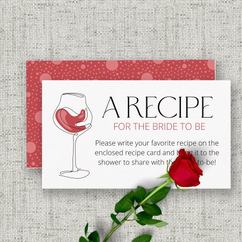 Wine Tasting Bridal Shower Recipe for the bride Enclosure Card