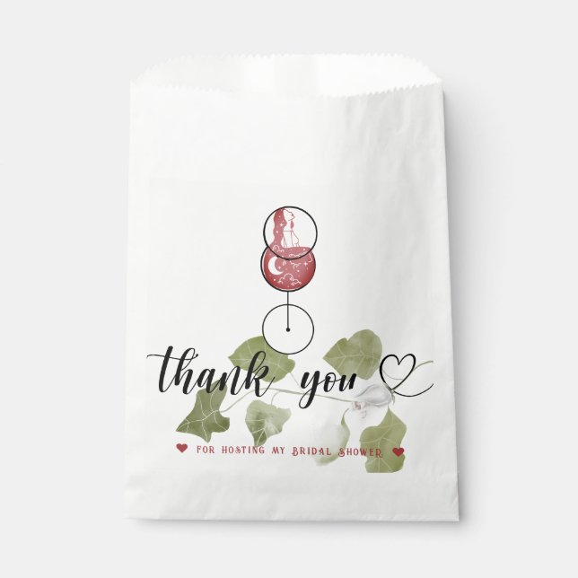 Wine Tasting Bridal Shower Script Thank You Card Favor Bag (Front)