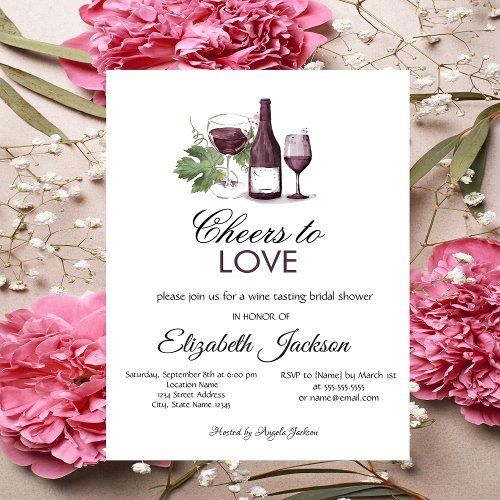 Wine Tasting Burgundy Bridal Shower Invitation