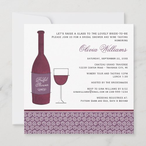 Wedding Bridal Shower Invites | Wine Theme