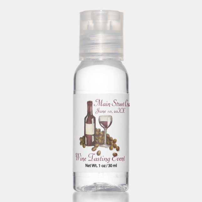 Wine Tasting Charity Event Winery Vineyard Grapes Hand Sanitizer (Front)