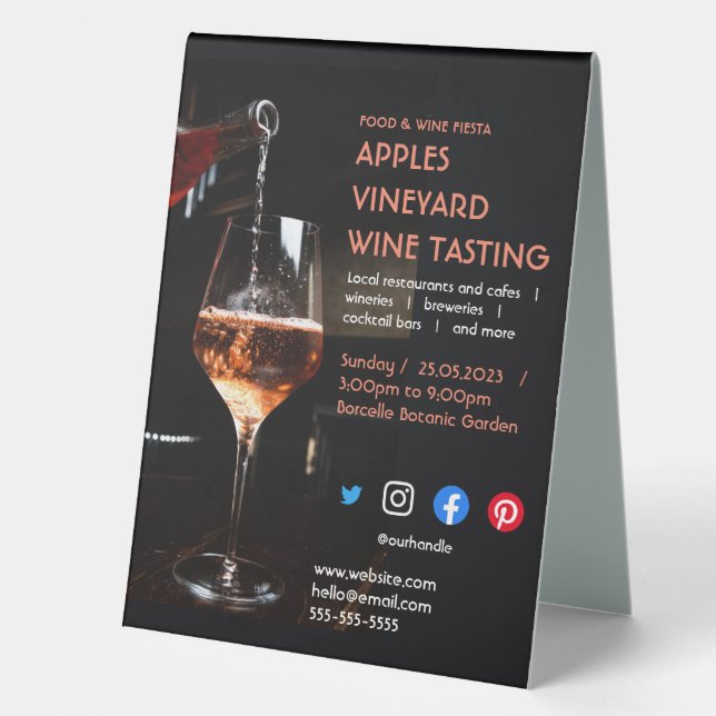 wine tasting charity vineyard food drink festival  table tent (Front)