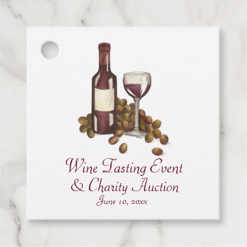 Wine Tasting Cocktail Party Bottle Glass Grapes Favor Tags