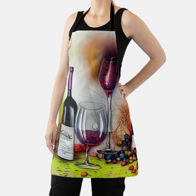 Wine Tasting Colorful Digital Art  Apron (Insitu)