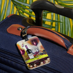 Wine Tasting Colorful Digital Art Luggage Tag