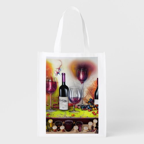 Wine Tasting Colorful Digital Art Reusable Tote
