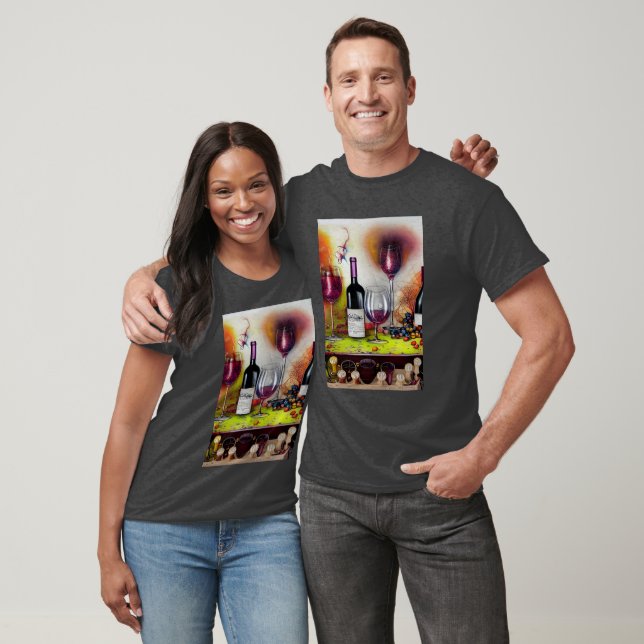 Wine Tasting Colorful Digital Art    T-Shirt (Unisex)