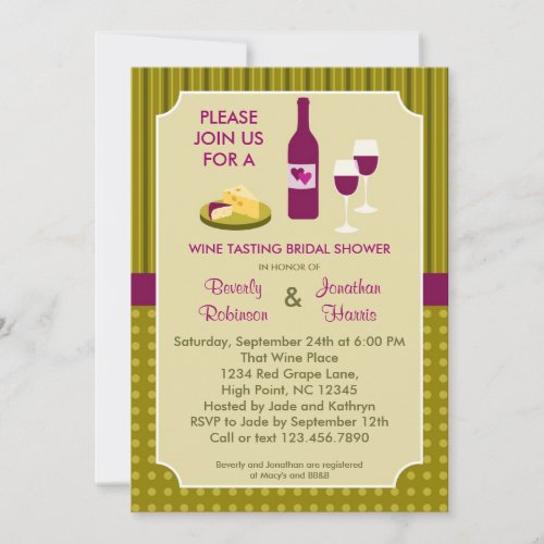 Wine Tasting Couple's Bridal Shower Invitation