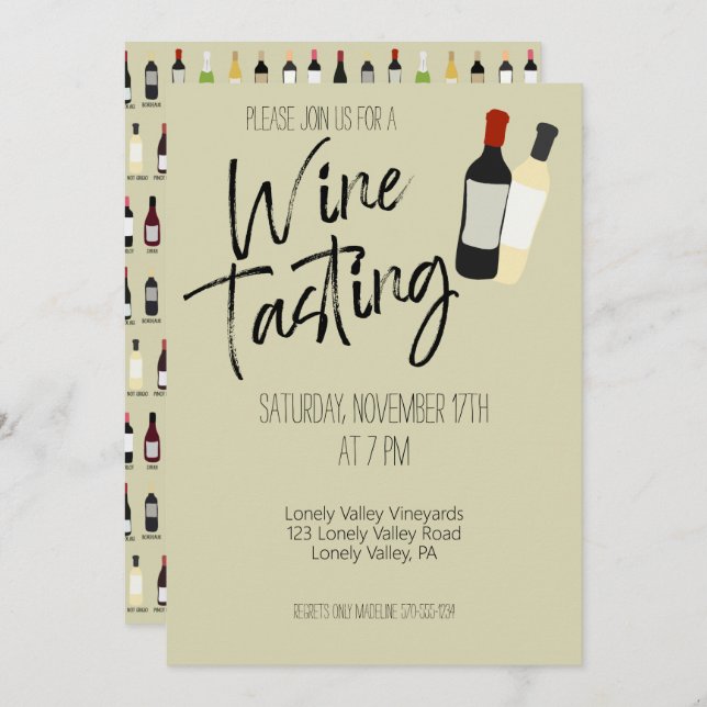Wine Tasting Custom Personalized Party Invitation (Front/Back)