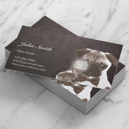 Dark Leather Sir Pug Wine Tasting Business Card