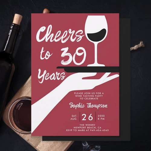 Wine Tasting Elegant Casual Winery 30th Birthday Invitation