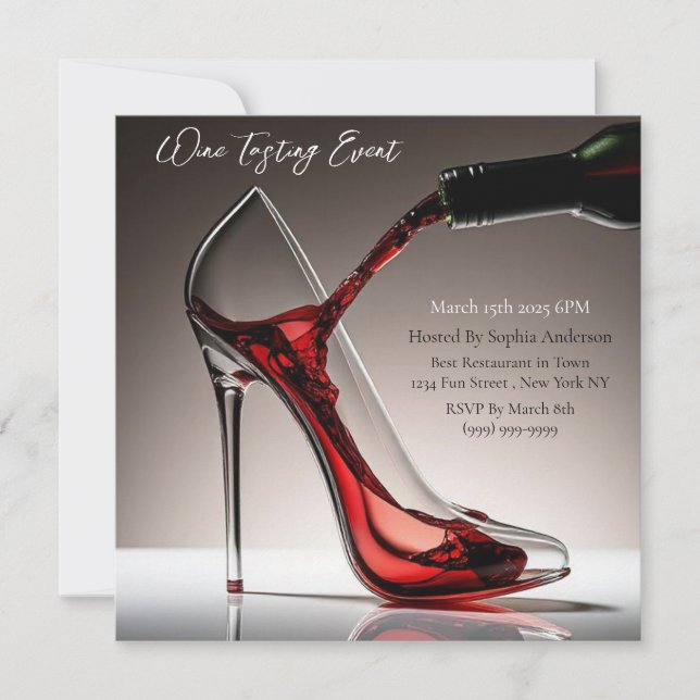 Wine Tasting Event-Stiletto with Wine Invitation (Front)