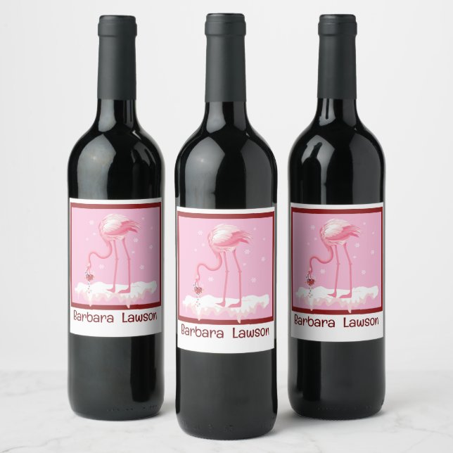 Wine Tasting Flamingo Wine Label (Bottles)