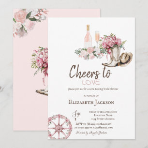 Wine Tasting Floral Western Bridal Shower  Invitation