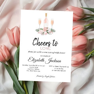 Wine Tasting Flowers Rose Gold Bridal Shower Invitation