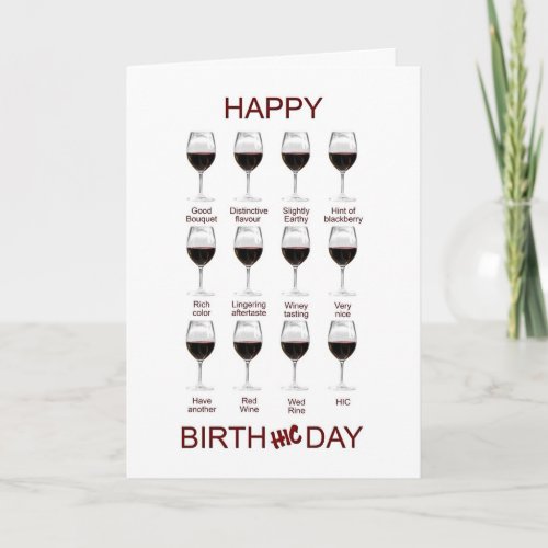 Wine tasting funny birthday card