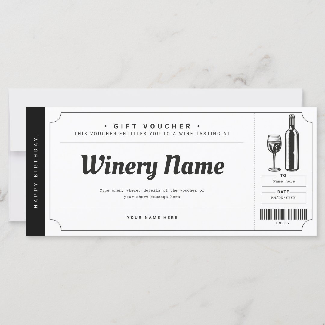 Wine Tasting Gift Ticket Voucher Certificate | Zazzle