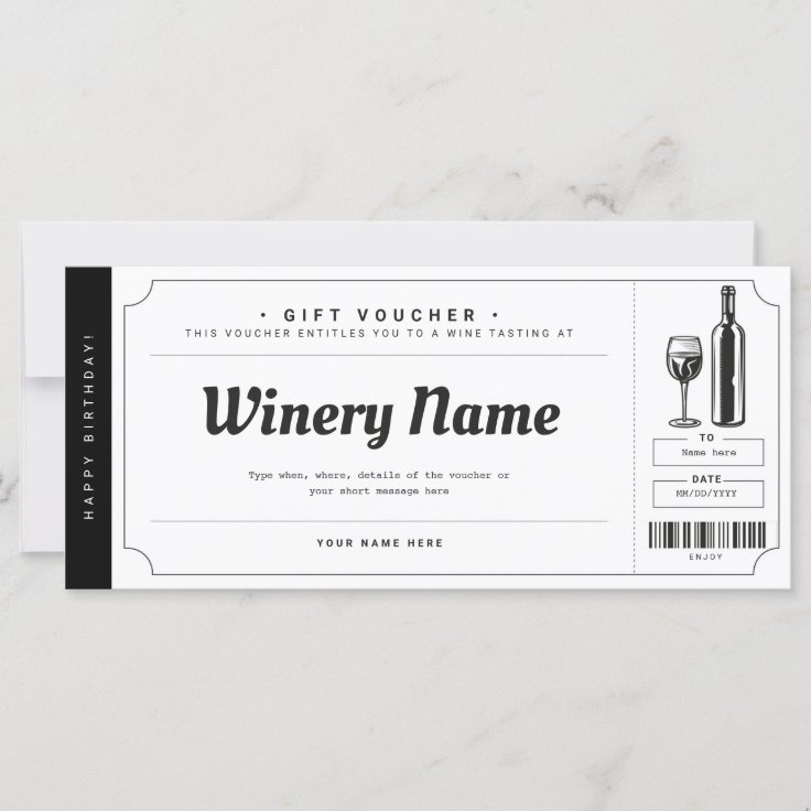 Wine Tasting Gift Ticket Voucher Certificate Zazzle