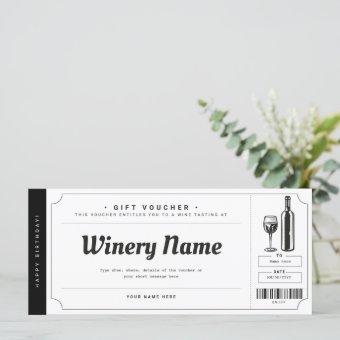 Wine Tasting Gift Ticket Voucher Certificate | Zazzle