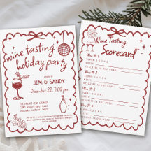 Wine Tasting Holiday Party Hand Drawn Whimsical