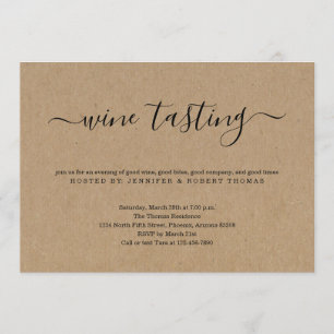 Wine Tasting Invitation on Kraft Paper Background